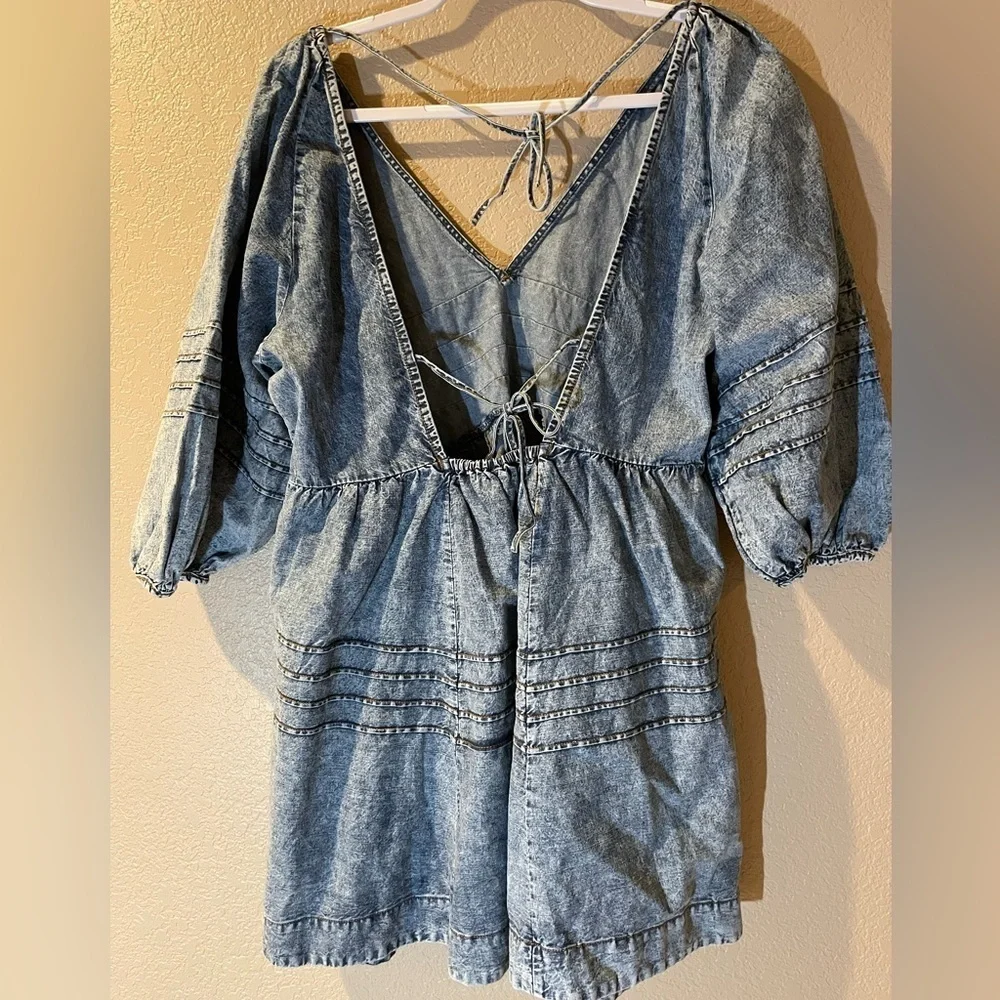 Free People Light Blue Denim Blouse